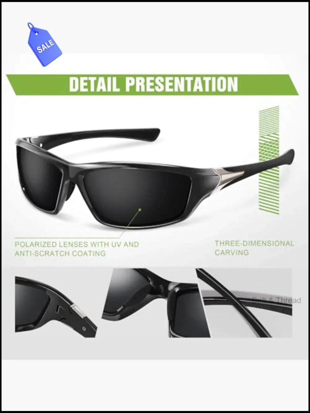 Polarized Sports Sunglasses 3 Pack Wrap Around Fishing Running Cycling Golf UV